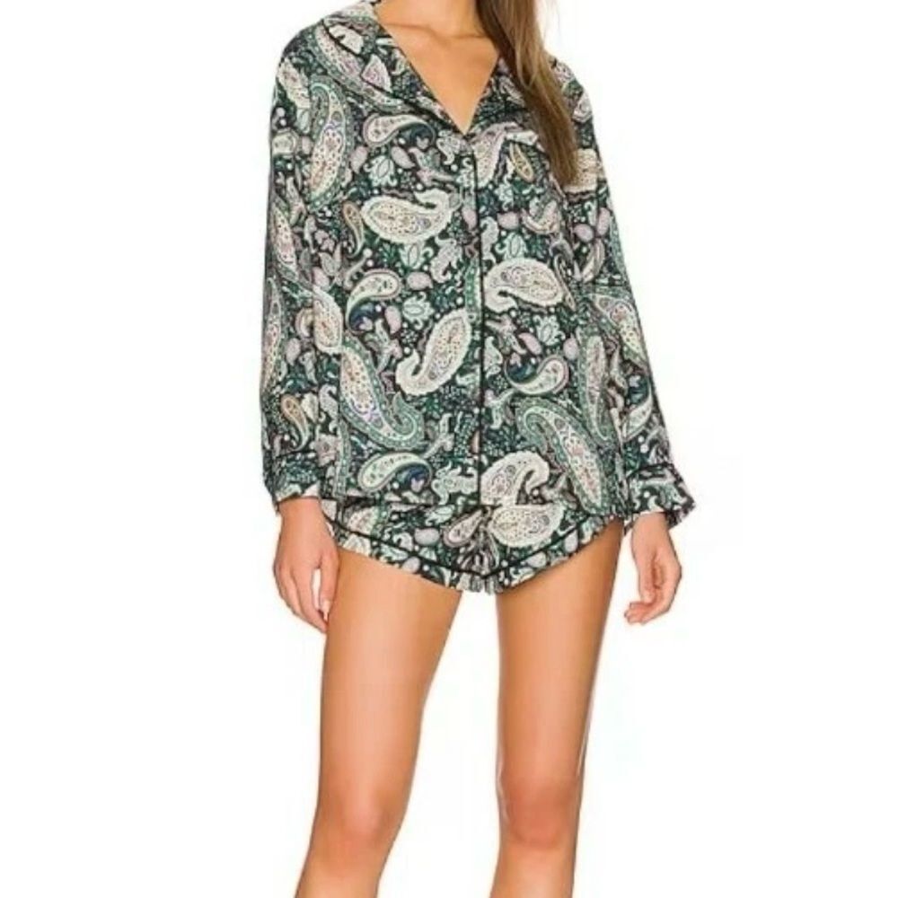 Plush Revolve Paisley 3 Piece Pajama Set S